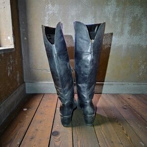 Vince Camuto Mordona Black Leather Knee High Boots 20" Size 11W
